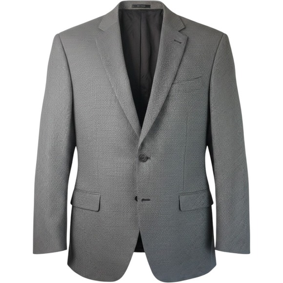 Calvin Klein Other - Calvin Klein Mens Grey Houndstooth Two Button Blazer Sport Coat Jacket Size 52R